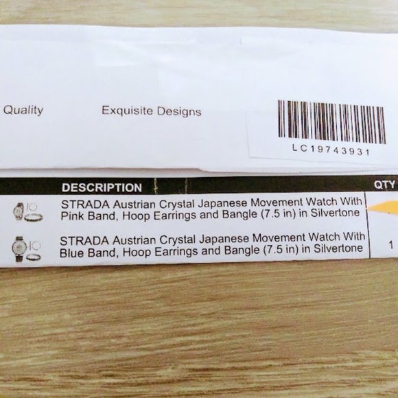 WATCH, BRACELET&HOOP EARRINGS SET*STRADA*PINK BAND*RAINBOW AUSTRIAN CRYSTALS. - Picture 14 of 16